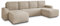 Wohnlandschaft mit Schlaffunktion Roma - U-Form Couch, Schlafsofa mit Bettkasten, Couchgranitur mit Bettfunktion, Big Sofa, Cord Stoff (Beige (Poso 100))