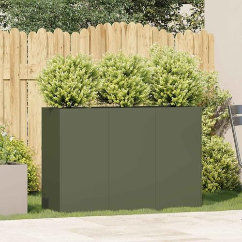 Gecheer Fioriera da Esterno, Rialzata con Fondo Aperto 120x40x80 cm in Acciaio Laminato a Freddo per Giardino Balcone e Patio