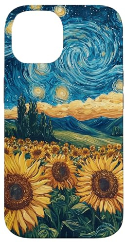 Sunflower Floral Flower Van Gogh Style Starry Night Graphic Case for iPhone 14