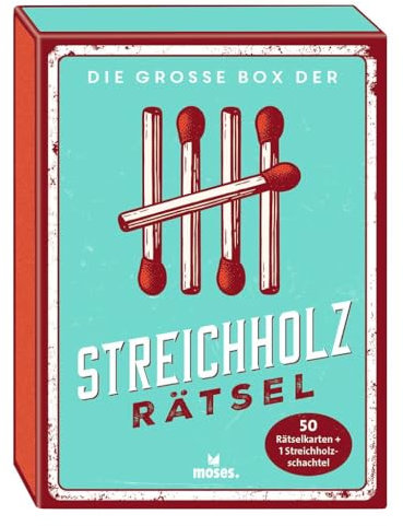 moses. Die große Box der Streichholzrätsel, 50 knifflige Knobelspiele mit Streichhölzern, Denkspiel & Logikrätsel in hochwertiger Geschenkbox für Erwachsene & Jugendliche