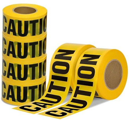 LEDSone 6 Rolls Hazard Tape Black And Yellow 50m Caution Safety Warning Police Quarantine Tapes High Visibility Non Adhesive Barrier for Construction Sites Halloween Party Decor Crime Scene Props