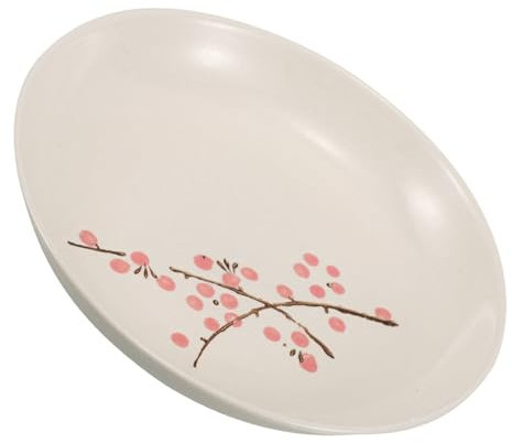 HORIALENCE Plato Decorativo de Cerámica Redonda con Diseño de Flor de Ciruelo Plato de Servir para Ensaladas Aperitivos y Comidas para Uso Diario y Entretenimiento