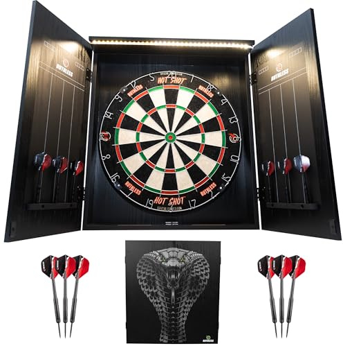 Ruthless Home Darts Center | Komplettes Home Dart Board Center inkl. Schrank, Dartscheibe und 2 Sets Dartpfeile