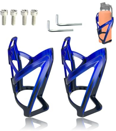 SEYUGOPTI Lot de 2 Porte-Bidons pour Vélo de Route et Montagne Bleu-Noir | Bidons Vélo Légers Dégradé Vis Et Clé Incluses, Fixation Stable Anti-Glissement, Installation, pour Bouteilles Standard