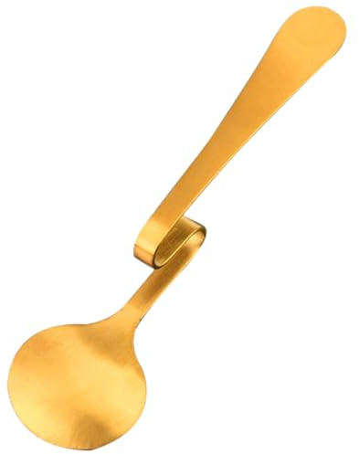 FELTECHELECTR Honiglöffel Edelstahl Gebogen mit Aufhängeloch Hängender Kaffeelöffel und Dessertlöffel für Getränke Joghurt Marmelade