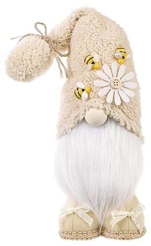Faroby Zwerg-Plüschtier, 38, 1 x 8, 9 x 7, 6 cm, gefüllt mit Bienen, weißes Gänseblümchen, selbststehendes Zwerg-Stofftier für Zuhause, Bauernhof, Festival
