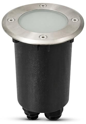 SSC-LUXon MARNE Bodeneinbaustrahler rund IP67 GU10 befahrbar Ø108mm | Befahrbarer Erdstrahler bis 2t - Milch- & Klarglas wechselbar, Edelstahl, für Wege, Beete & Terrasse, IP67, GU10 ohne Lampe