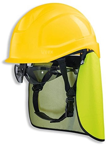 UVEX Pheos S-KR IES Safety Helmet with Safety Glasses and Neck Protection, Set with BG Bau Promotion EN 397, Colour: Yellow