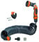 Spiralschlauch-Komplett-Set PLUS | 8 verschiedene Sprühbilder | Hahnstück 3/4 Außengewinde | Wasserstop und Schlauchstück 1/2 - 5/8 | Adapter | kompatibel zum Stecksystem des Marktführers | Orange