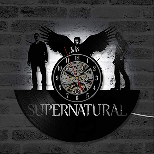 YUN Clock Wanduhr Aus Vinyl Schallplattenuhr Upcycling LED Familien Dekoration 3D Design-Uhr Wohnzimmer Schlafzimmer Restaurant Wand-Deko Schwarz : 30 cm