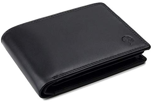Frentree® Herren Geldbörse aus weichem Nappa Leder mit RFID Schutz, 12 Kartenfächer, Querformat, Schwarz