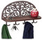 Relaxdays Wandgarderobe mit Ablage, Antik Design, 4 Doppelhaken, Schlüsselbrett, Gusseisen, HBT: 23x39x11,5 cm, braun