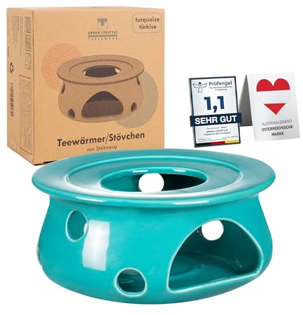 Urban Lifestyle Stövchen für Teekanne Teewärmer Stövchen Keramik (Türkis) Tee Ofen zum warmhalten der Teekanne oder Kaffeekanne Teekannenwärmer Stövchen Teekanne Teekannenwärmer Teelicht