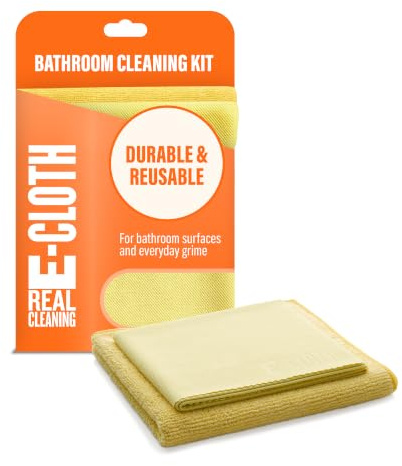 E-Cloth Microfibre Cleaning Pack, Absorbent and Polishing Bathroom Cleaner for Spotless Shine, Washable and Reusable, 100 Wash Promise, 2 Cloth Set