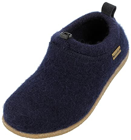 HAFLINGER Guido Walkstoff Hausschuh Pantoffel mit Gummizug, TR-Gummisohle & Wechselfußbett Unisex