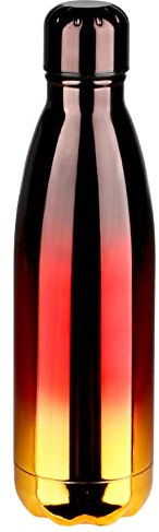 SESUA Edelstahl Isolierflasche schwarz/rot/gold glänzend 500ml