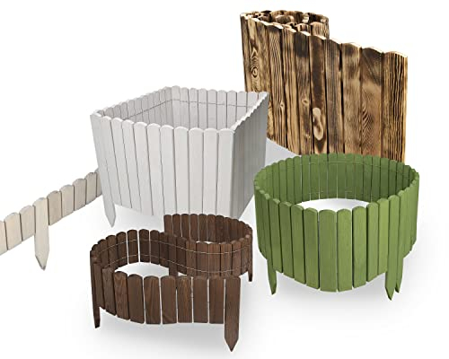 MC.Sammler Rollborder in 5 Größen zur Auswahl - Flexibler Gartenzaun Holz Imprägniert - Länge 200 cm, Höhe: 10cm - Beeteinfassung Holz Beetumrandungen Zaun - Umzäunung für Beete, Garten - Grau