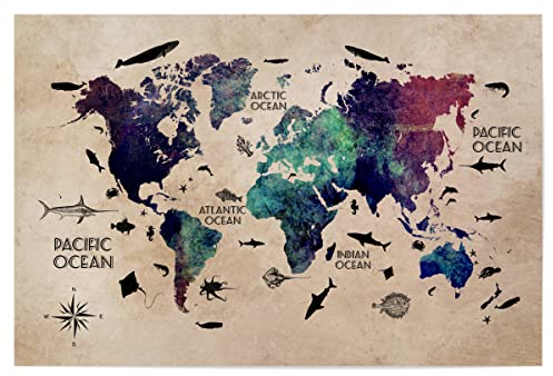 artboxONE Poster 120x80 cm Weltkarte Reise Bunte Weltkarte - Bild World map Weltkarte World map