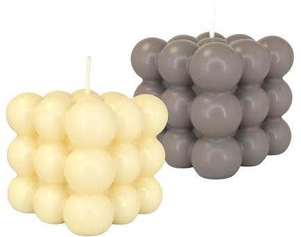 candlery. | Bubble Candle | Rapswachs | Vegan&Handmade | Design-Kerzen | Made in Germany | Kerzenmanufaktur aus dem Münsterland (2, Creme+Grau)