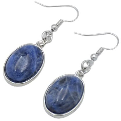 Frauen Haken Ohrring Schmuck Natürliche Lila Rosa Kristall Karneol Sodalith Opal Oval Perlen GEM Stein Baumeln Ohrringe, Sodalith