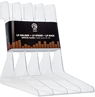 LP STAND: LP HOLDER - LP STAND - LP RACK (SHAPED - HIPS PLASTIC) CRYSTAL CLEAR. HOLDS UP TO 40LPS - MADE IN EU