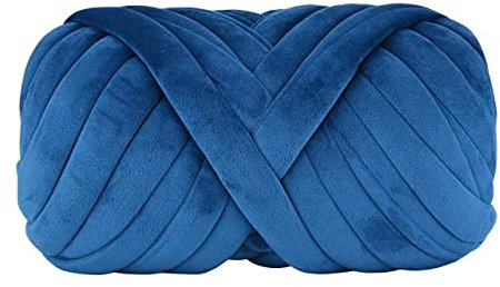 Grobes Baumwollgarn für Armstricken, Häkeln, super sparend, Jumbo, riesiges, sperriges Premier-Garn für die Herstellung von Haustier-Hausdecken (Königsblau)