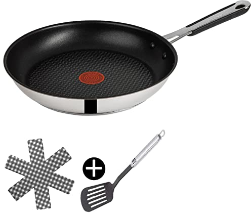 Tefal E30 Jamie Oliver Induktion Bratpfanne 24 cm 3 tlg -SET2- Pfanne mit Antihaftbeschichtung, Ofenfest, Spülmaschinenfest, Dicker Boden, FÜR ALLE HERDARTEN, Fettarm braten, Silber