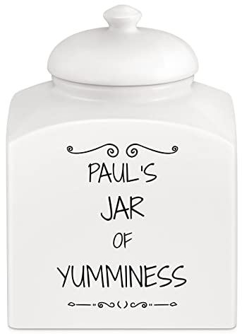 Maverton Overprinted Cookie Jar for man - Kitchen Container with Lid - Ceramic Candy Container for Birthday - Storage Jar for Biscuits - Accessory for him - Solid Food Storage - YUMMI