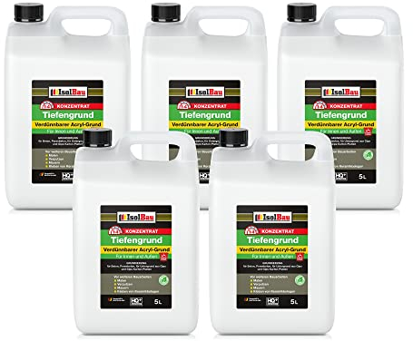 Isolbau 25 L Tiefengrund Konzentrat 1:4 - Verdünnbarer Acryl-Grund für Innen & Außen - Grundierung für Beton, Putz, Gips uvm