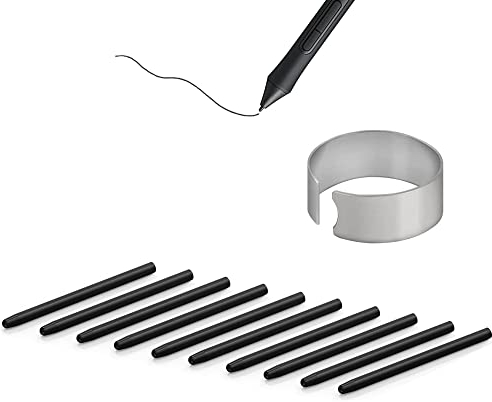 SUEEWE 10X Puntas de Repuesto para One by Wacom/Bamboo/Intuos/Intuos 5&4&3/Intuos Pro(PTH-451/651/851)/Cintip Companion 1&2&Hybrid/Cintip 13H, para CTE-,MTE-,CTL-,CTH- Serie Tableta Gráfica, Negro