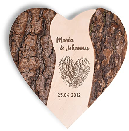 Herz Baumscheibe mit personalisierter Gravur - aus Echtholz gefertigt - DIY Dekoartikel - Wand-Dekoration - Geschenk für Paare - Hochzeitsgeschenk - Jahrestag und Verlobung - Frauengeschenk