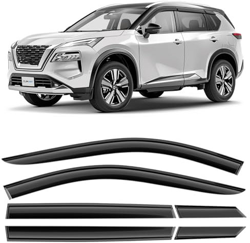CLIM ART Windabweiser für/kompatible mit Nissan X-Trail 2022-2025 (IV) - Stick-on Regenabweiser - Autofenster Sonnen-& Regenschutz - Windabweiser Autofenster - Einfache Montage - Garantie 6 Set