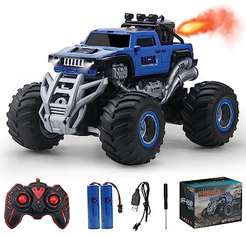 MYDOVA Ferngesteuertes Auto, 1:16 Monster Truck, RC Offroad mit Sprühnebel-Musik-Leuchten, 15-20KM/H 2.4GHz, Auto Spielzeug Geschenk für Kinder ab 3 4 5 6 8 10 Jahre