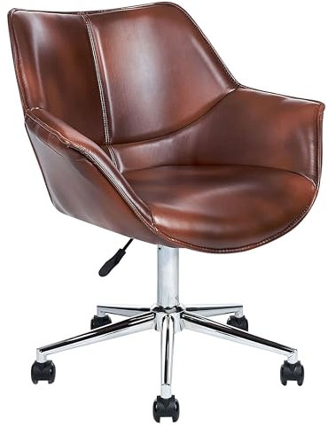 Beliani Bürodrehstuhl Kunstleder Höhenverstellbar eleganter Sessel, Braun Newdale