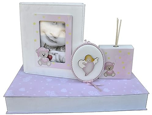 Welcome to the World: Bear with Album Gift Set, Perfumer with Chopsticks and Sopraculla with Music Box Newborn (Pink)