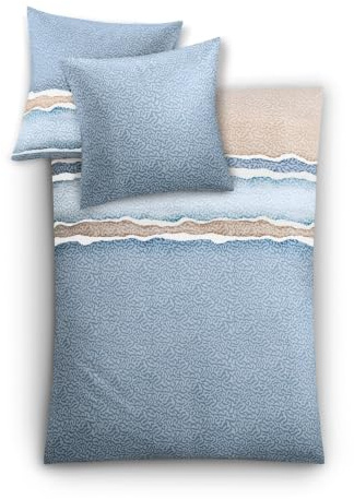 Kleine Wolke Bettwäsche Marea Mako-Satin eisblau-Taupe Größe 1x 135x200 cm + 1x 80x80 cm