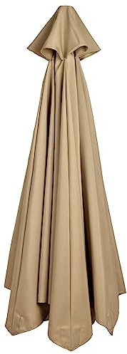 Yitekrg 9.8FT Patio Umbrella Replacement Canopy 6 Ribs Outdoor Umbrella Canopy Market Replacement Umbrella Top for Backyard Garden Beach(Khaki)