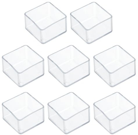 QUARKZMAN 8Pcs Embouts de Pieds de Chaise Carrés 40 x 40 mm Protecteurs de Sol Antidérapants pour Meubles en Aluminium EU 4040, Transparents