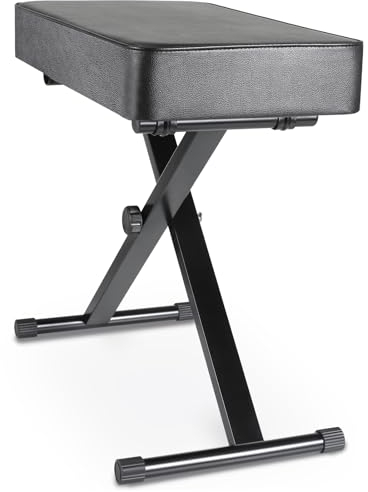 MAMIZO Sgabello Pianoforte Regolabile in Altezza 50-52-54-56CM, Panca Pianoforte Imbottita in PU da 8CM, Sgabello per Pianoforte Digitale Pieghevole, Panchetta Sgabello Pianoforte Bis 100KG, Nero