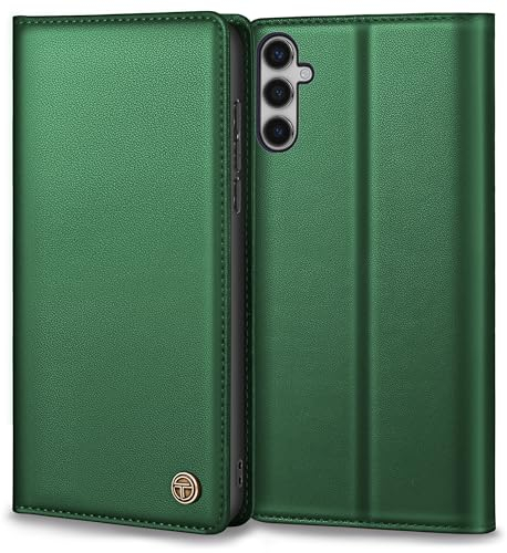 Handyhülle für Samsung Galaxy S24 Hülle Mit Schutzfolie, Premium Lederhülle Schutzhülle Tasche für Samsung S24 Hülle Wallet Kartenfach Standfunktion Klappbar Flip Case für Galaxy S24 Hülle, Pine Grün