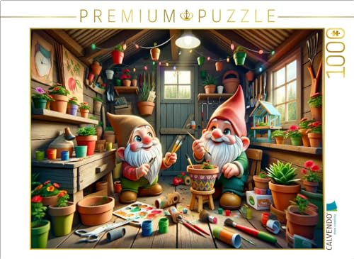 CALVENDO Puzzle Zwergenwerkstatt: Künstlerische und handwerkliche Frühlingsvorbereitungen | 1000 Teile Lege-Größe 64 x 48 cm Foto-Puzzle für glückliche Stunden