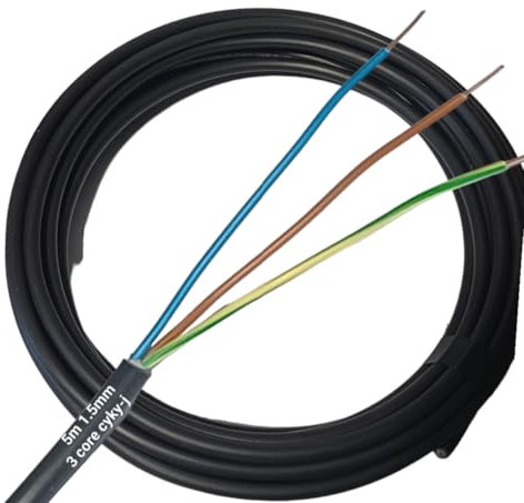 5 METERS 3 CORE 1.5MM CYKY-J SOLID CORE BLACK HEAVY DUTY TUFF CABLE FOR GARDEN LIGHTS/SWITCHES/PUMPS - 450V / 750V
