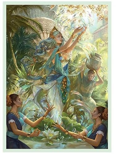 Fantasy North - 100 Smooth Matte TRADING CARD SLEEVES - Child of The Rivers - Amyra - Blue Border, Fits Standard-sized TCGs like MTG and Pokemon