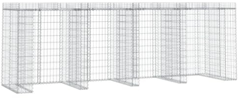 Abri Poubelle Extérieur, Cadre à Gabion pour Poubelle Conteneur pour Cache-Poubelle Mur de Gabion pour Poubelle 350x91x120 cm Fer galvanisé