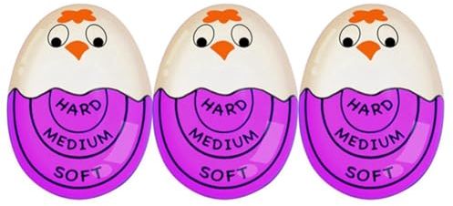 Rtauhife Eieruhr zum Kochen Weicher, Hartgekochter Eieruhr Pro, die Beim Garen Ihre Farbe Ändert und Sicher und Einfach zu Verwenden Ist (Lila – 3 Packungen)