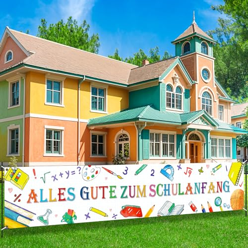 Schulanfang Deko Banner, Weiß Alles Gute Zum Schulanfang Banner, Jungen Mädchen Einschulung Deko Banner Für Schule Klassenzimmer Schulanfang Party Dekor 98.4 * 17.7 Zoll
