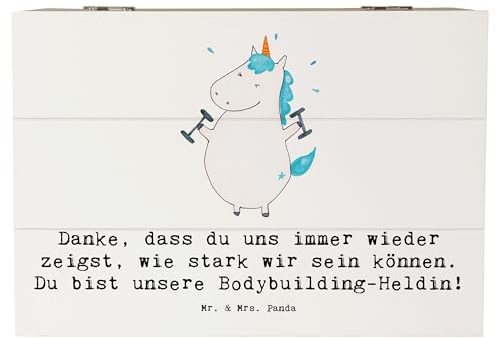 Mr. & Mrs. Panda 22 x 15 cm Holzkiste Bodybuilding Trainerin - Geschenk, Motivation, Krafttraining, Wertschätzung, Sportart, Dankeschön, Fitness