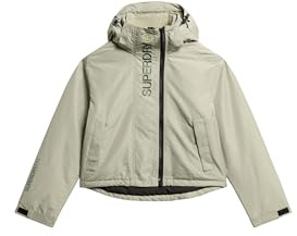 Superdry Damen Windbreaker mit Kapuze und Stickerei Seegrasgrün 36