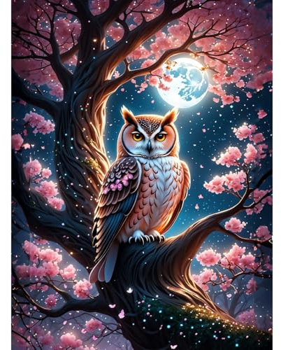 luckyarina Diamond Painting Erwachsene Eule- Diamont Painting Bilder Tiere, Eule Diamond Painting Bild als Geschenk für Home Wall Decor 30X40CM