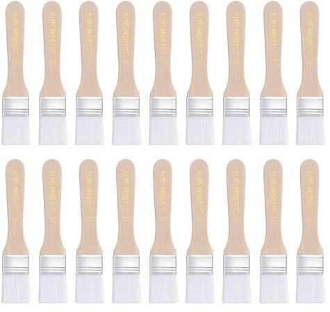 sourcing map 20pcs Paint Brushes 1 Paint Brush Nylon Flat Wall Paint Brush Soft Bristle with Wood Handle for Painting DIY Latex Paints Furniture Cabinets Fences, White